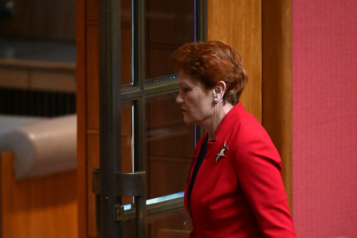 Pauline Hanson walked out of the Senate chamber after interjecting the acknowledgement to country with, "No I won't and never will".

The One Nation senator told AAP it was in protest to a proposed motion that will raise the Indigenous flag in the Senate. Story via <a href="/AAPNewswire/">Australian Associated Press (AAP)</a>