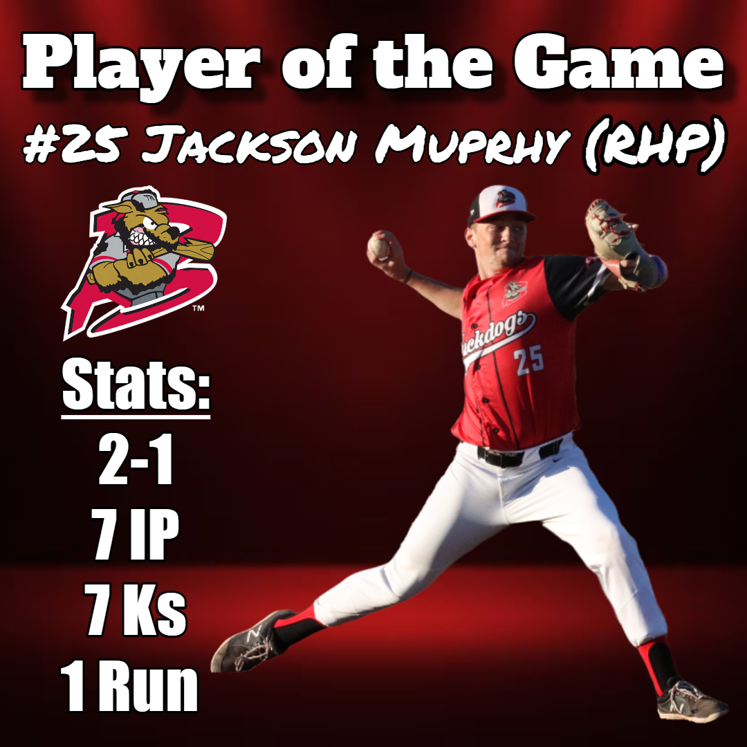 BataviaMuckdogs's tweet image. Presenting your Muckdogs Player of the Game: @JMurphy2021!! Murphy had another outstanding pitching performance!! He went 7 innings and had 7Ks! Outstanding work Jackson!! #GoDogs