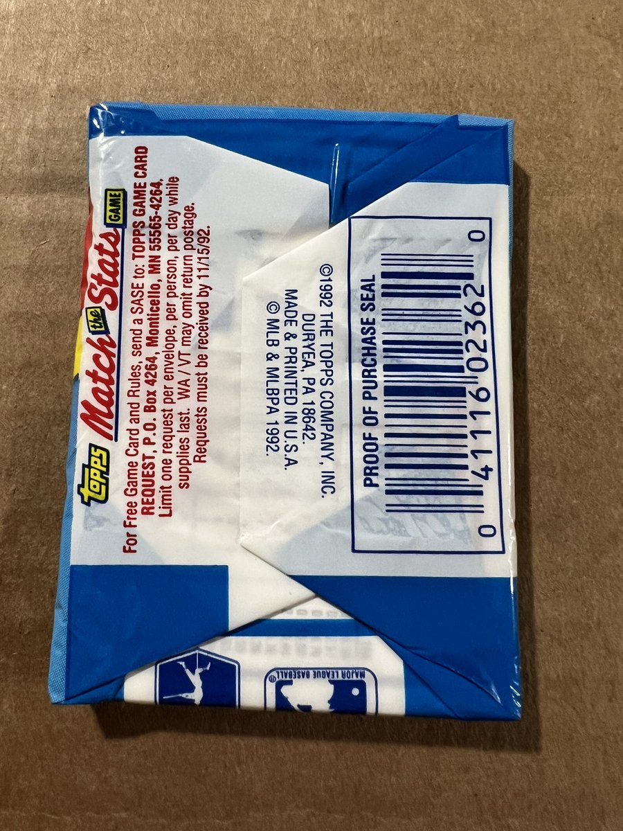 JasonsCardsIA's tweet photo. FOR SALE: 1992 #Topps baseball unopened wax pack of 15 #baseballcards $6 ppd
#baseball #baseballcard #unopenedpack #waxpack https://t.co/QNEYjOJQbK