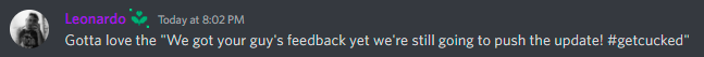 NeonJavaPythonA's tweet photo. g fucking g vrchat dev team, you just killed your game, welp, you had a good run (except from your dev team) this is like the ultimate middle finger in gaming history, anyways...
#RIPVrChat #VRChat https://t.co/bsTjlXBNbs