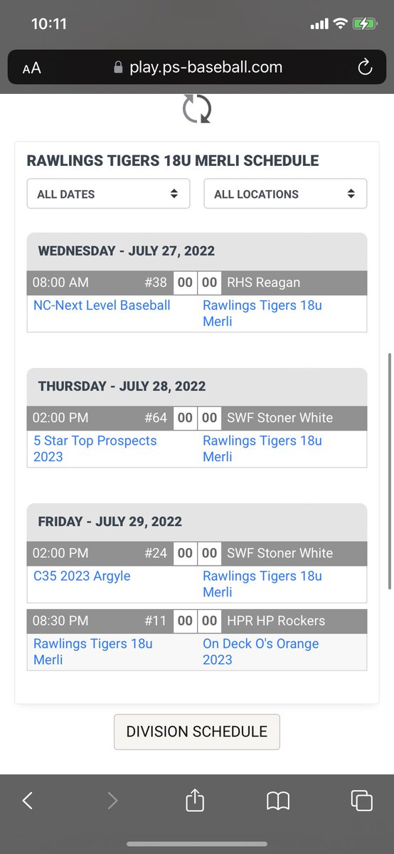 Here’s the schedule for the last tournament of the summer. Looking to finish strong. <a href="/Clt18u/">Norsemen 18u</a> <a href="/RecruitTigers/">Rawlings Tigers National Recruiting</a> <a href="/TrojanPride1/">NCHS Baseball</a>