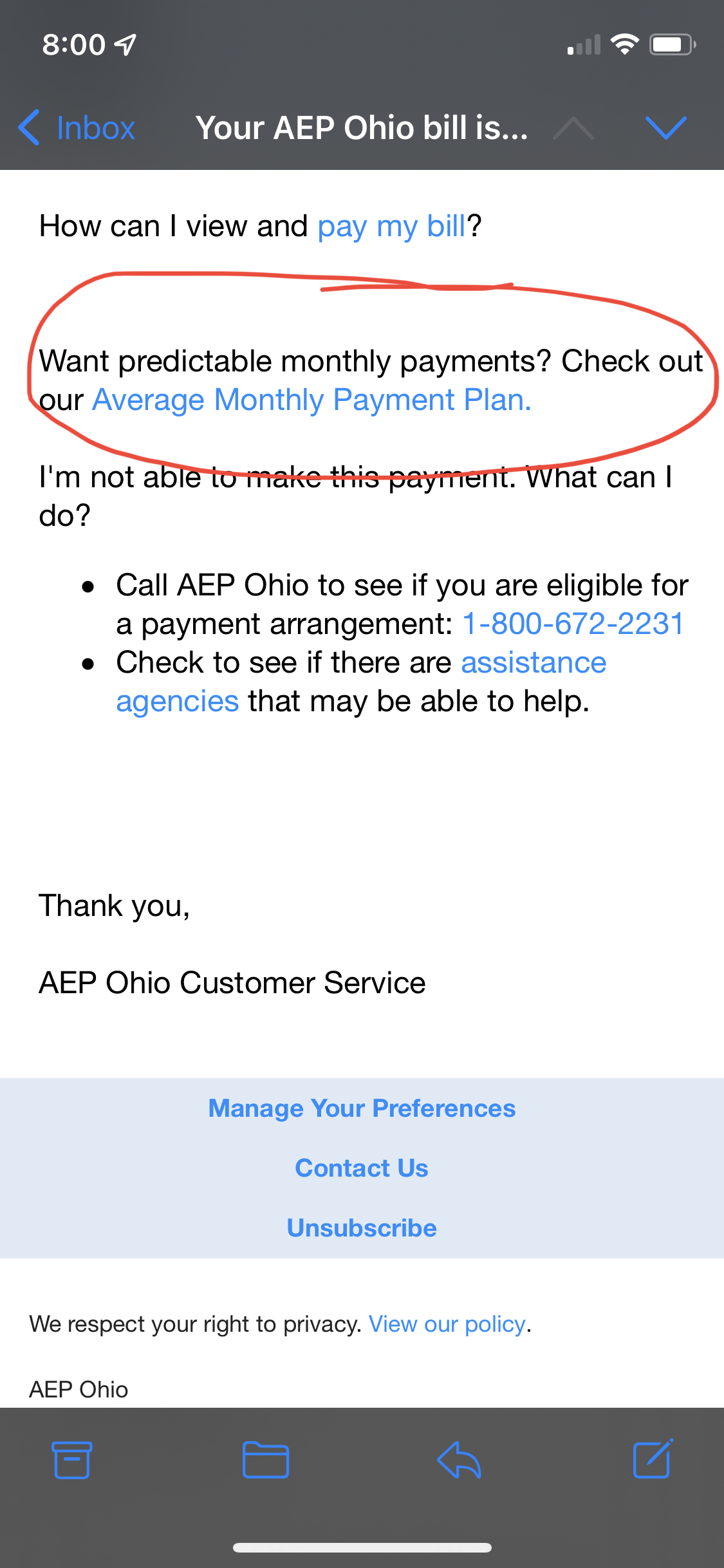 AEP Ohio on Twitter "jasonkarns The second screenshot appears to be a generic message