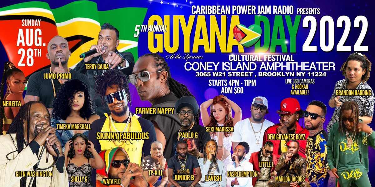 We Outside Live in Concert on Sunday, August 28th at 4:00 PM! IN Coney Island Amphitheater!!!! GET YOUR TICKETS NOW!!!!

Check out EventBrite 
eventbrite.com/e/guyana-day-c…

#NYC #Guyana #brooklyn #queen #event #concert
#coneyisland