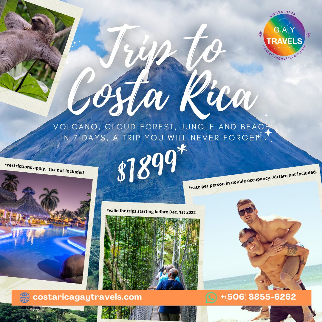 BOOK NOW! This great deal is not up much longer. Whatsapp us for details +(506) 8855-6262 #gay #gaytravel #luxurytravel #visitcostarica #costarica #jungle #cloudforest #beach #volcano #travel #lgbtq