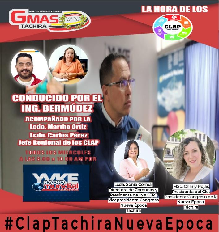 #27Julio por la 94.5 FM <a href="/YvkeTachira/">Yvke Tachira</a> "La Hora de los Clap" con 2 invitadas especiales, la Presidenta del <a href="/TachiraCLET/">Consejo Legislativo del estado Táchira</a>  <a href="/charlychaves/">Charly Rojas Chaves</a> y la Directora de Comunas Táchira la Lcda. Sonia Correa, Presidenta y Vicepresidenta del Congreso de la Nueva Época Táchira 
#ClapTachiraNuevaEpoca