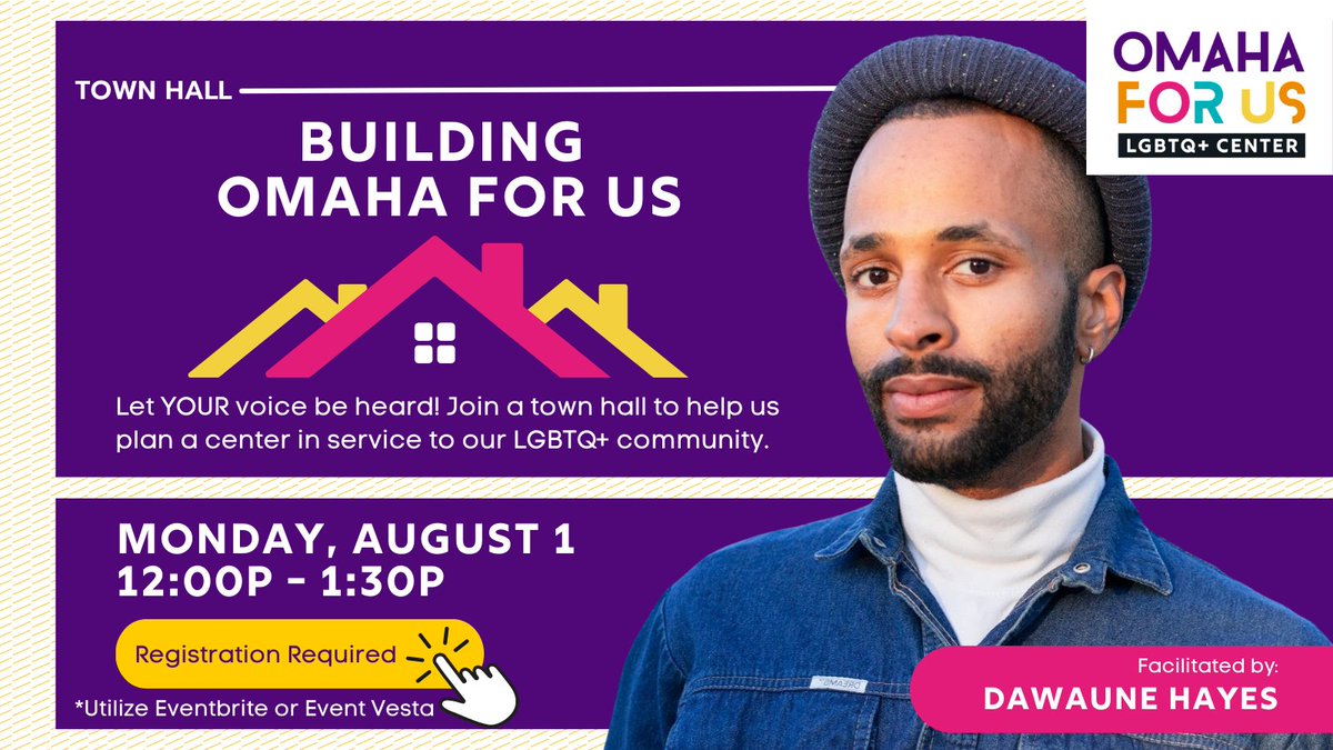 OmahaForUs's tweet photo. Two more town halls for LGBTQ+ residents of eastern Nebraska and western Iowa.
2) Aug 1, 2022 (12:00p-1:30p)
*Must register to attend.
Registration links: https://t.co/TMJcvvUnWA
#LGBTQnebraska #OmahaForUs #OmahaLGBTQ #LGBTQcenter https://t.co/Yu2OxZiu1f