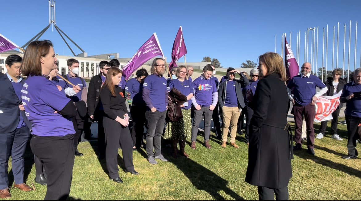 NTEUnion's tweet photo. Fantastic to have the support of @MicheleONeilAU and the mighty @unionsaustralia as we push for reforms to stop rampant casualisation in Australian universities, create secure jobs and #betterunis https://t.co/IfrymvkVll