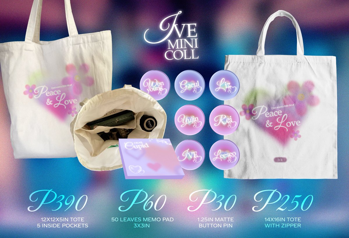 ꒰ help rt ꒱

IVE MINI COLLECTION 🪷💒
by <a href="/cIoudclub/">cloud club ph</a>
   ⤷ pins &amp; customized totes
   ⤷ doo/dop: aug 7
   ⤷ ddop: aug 14

✱ order form: bit.ly/ccph-ive

—

a portion of our profit will be donated to For Our Farmers PH, a non-profit for local farmers &amp; fisherfolks 🍃