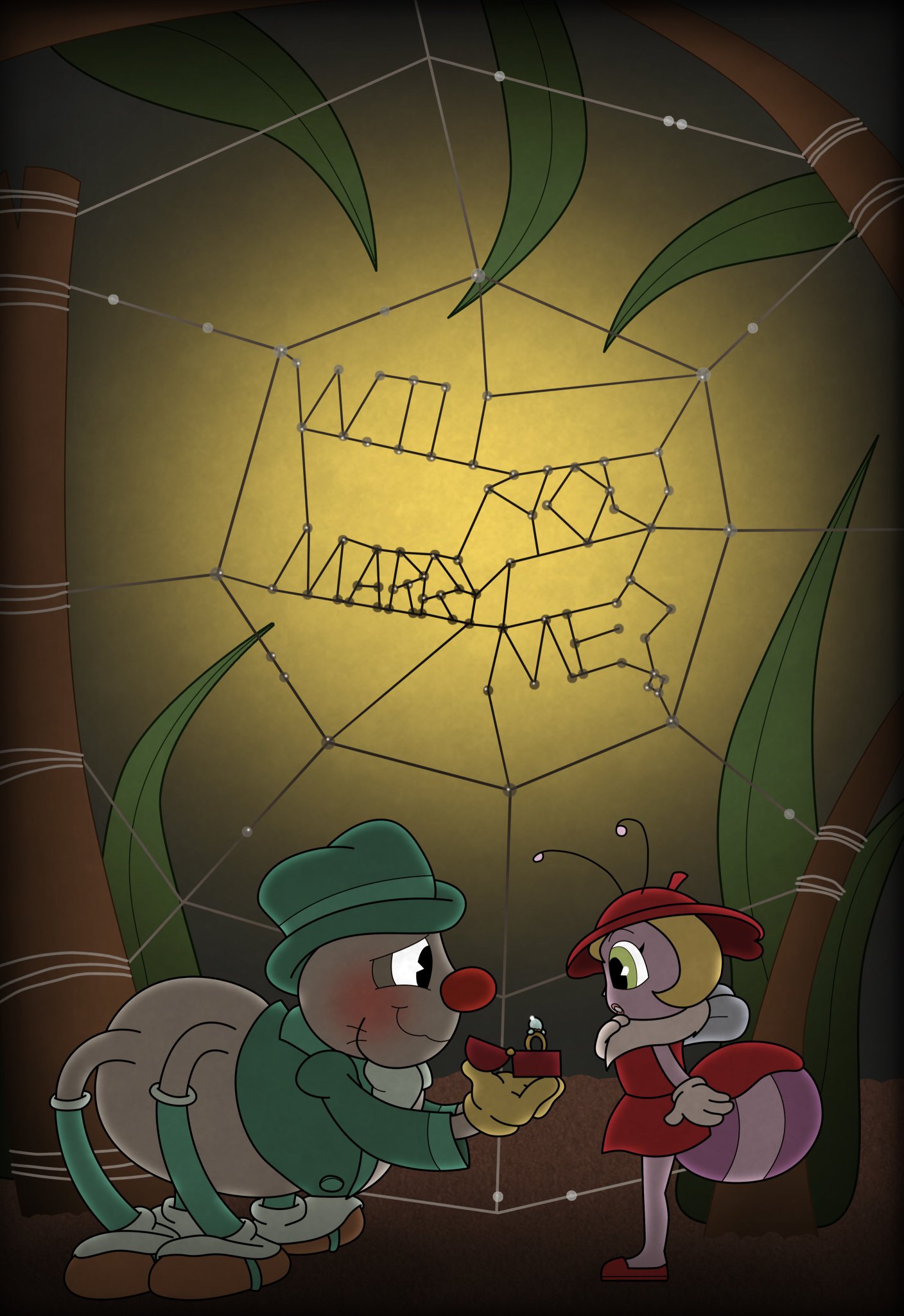 Miss D on X: So according to the wiki, the spider and light-bug are a  married couple. So he probably proposed to her like this. #cuphead  #CupheadDLC t.coLccaDX8qvJ  X