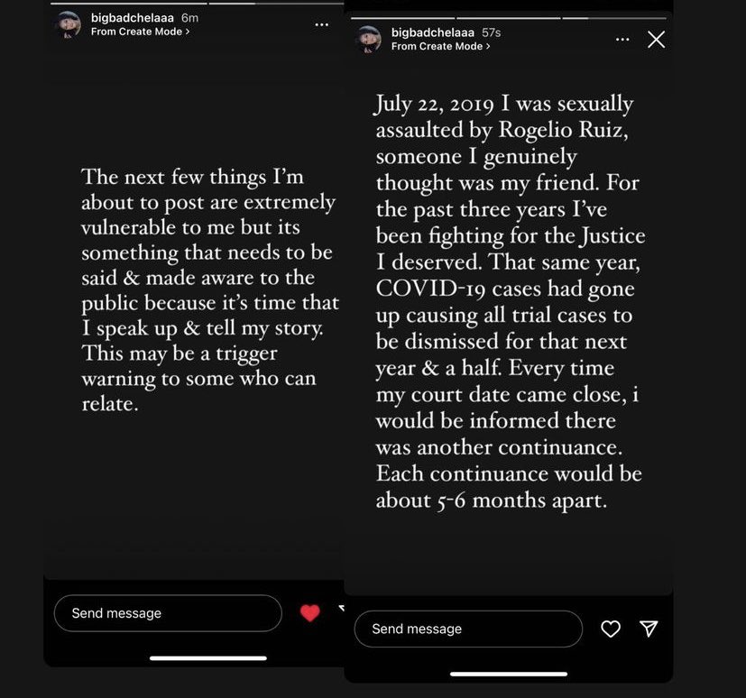 TheyLuvChela's tweet photo. If u guys could please take the time to read my sexual assault story &amp; share to spread awareness. I will get my fucking Justice. Rogelio Ruiz U WILL BE PUT IN PRISON. I WILL NOT REST UNTIL U DO. https://t.co/meTI9iAEEa