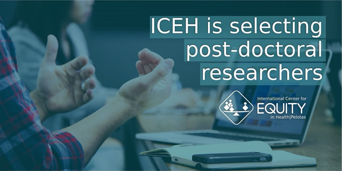 equity_iceh's tweet photo. OPORTUNIDADE! O Centro Internacional para Equidade em Saúde @equity_iceh está selecionando pesquisadores de #pósdoutorado para trabalho em #saúde global, com foco em saúde reprodutiva, materna, neonatal, infantil e do adolescente e #nutrição
Saiba + em https://t.co/TEZISvNGbK https://t.co/EJTaLtHBvV