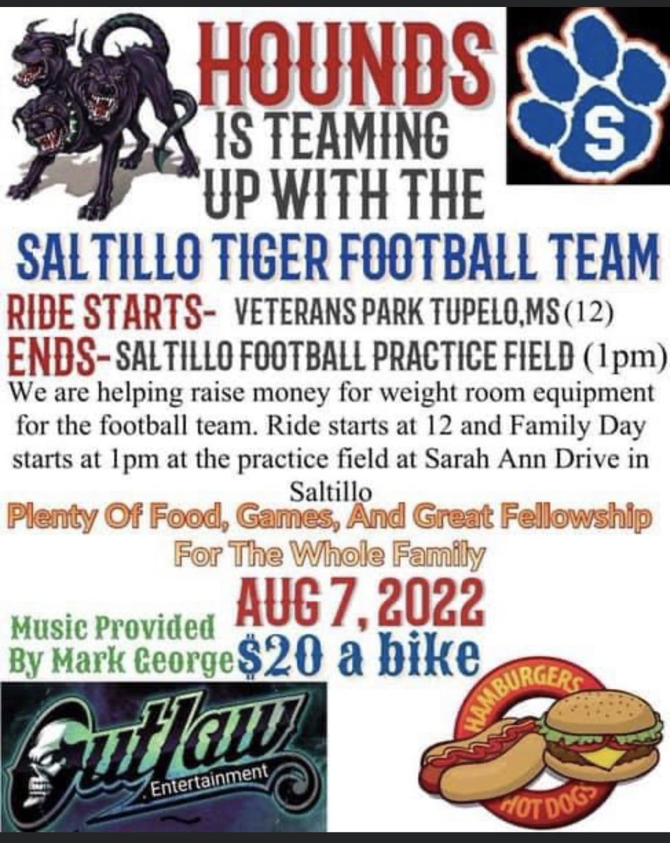 Come out and enjoy a family day thanks to the Hounds to benefit the Saltillo High School Football Team.