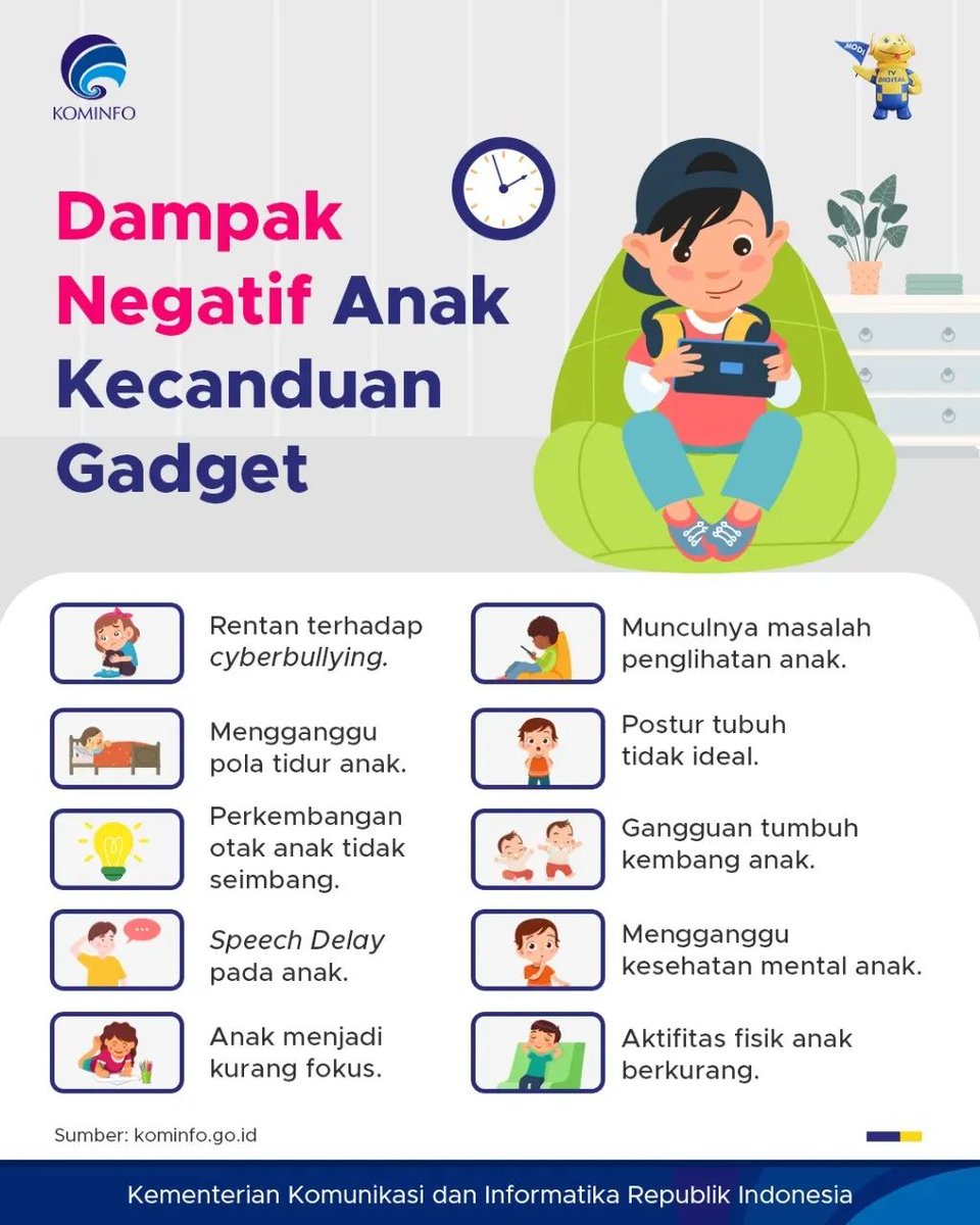 DitjenKPM's tweet photo. Hai SobatKom! Jika digunakan dengan baik dan bijak, gadget dapat menjadi sarana belajar dan bermain. Namun bagaimana jika anak sudah mulai kecanduan dengan gadget?
#parentalguide #gadgetramahanak #tipsparenting @kpp_pa @KemensosRI @Kemdikbud_RI @kemkominfo https://t.co/tvA9dmWEJ0