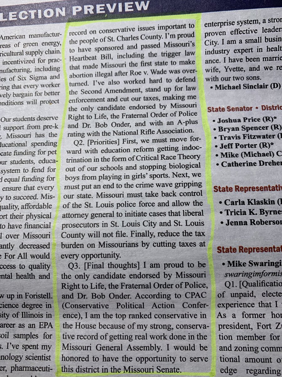 oneokbailey's tweet photo. I can’t express how angry makes me. These responses from Nick Schroer are actually printed in a newsletter for the upcoming election. https://t.co/f1uJ4DW2Fg