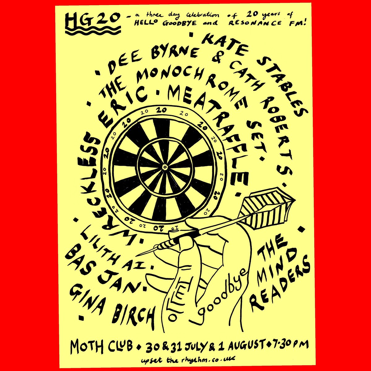 HG20 IS 3 DAYS AWAY... PLEASE SUPPORT THE HELLO GOODBYE SHOW + RESONANCE FM #hg20 #hellogoodbyeshow #resonancefm #upsettherhythm #katestables #wrecklesseric #themonochromeset #ginabirch #basjan #deebyrne #cathroberts #themindreaders #lilithai #meatraffle #roziplain