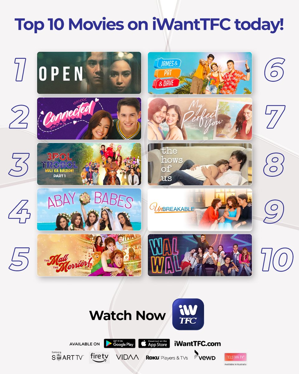 Take a look at the TOP 10 MOVIES today on iWantTFC!

Binge-watch them all now! Download the app or visit our website. bit.ly/iWantTFCTop10M…