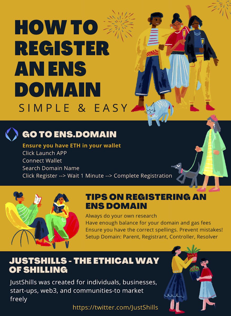 How to register an #ens #domain ?
Tag an #ensmember to share
Together we grow!

#ensdomains #ensvision $ens #justshills #justshillscom #justshillsens #justshillstutorial #justshillspromo #ETH #Ethereum #arab #Arabic #Dubai #Crypto #cryptocurrecy #ensdomain