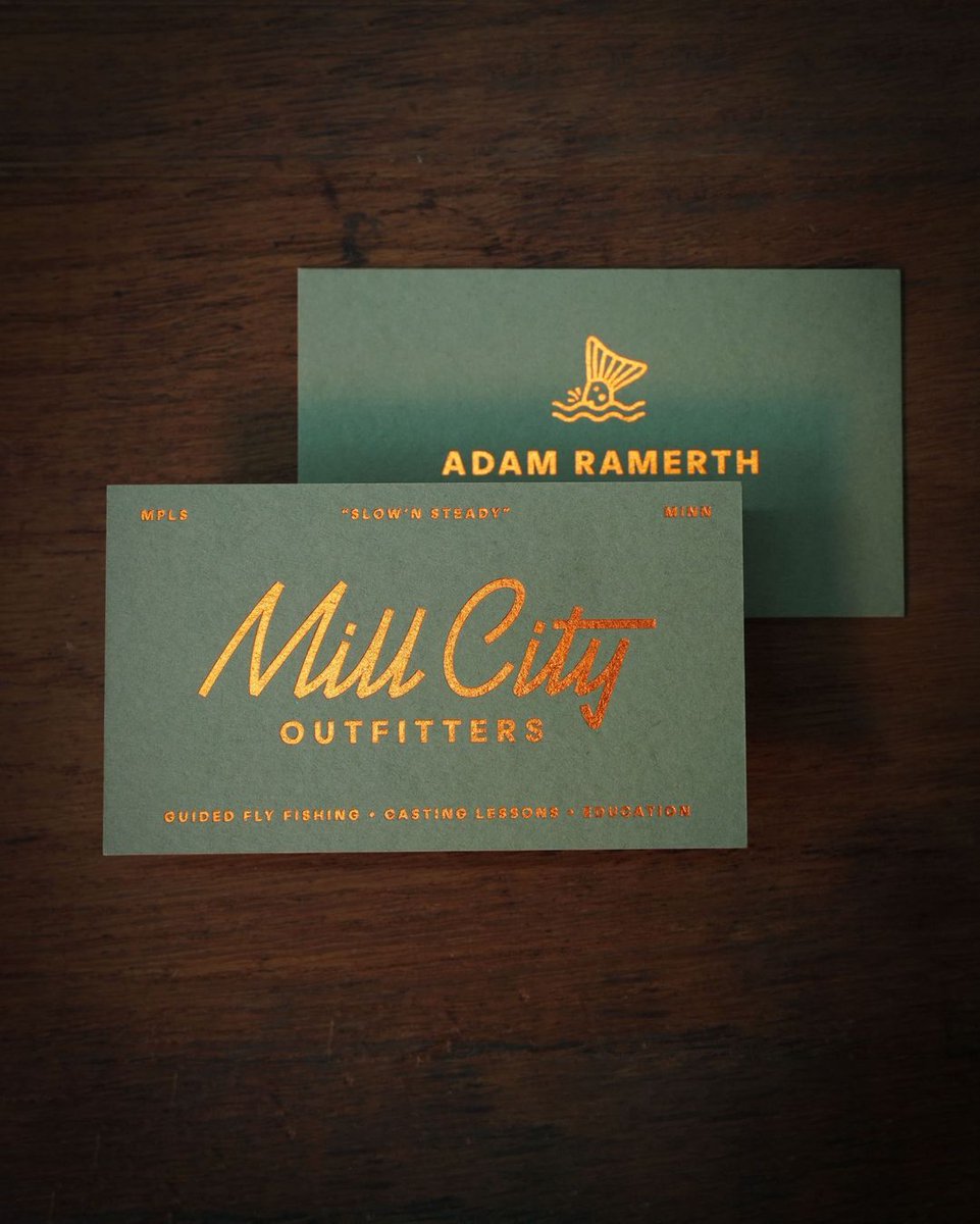 colorplanpapers's tweet image. Colorplan Mid Green with a satin copper foil stamp for Mill City Outfitter's business cards. Designed by Anthony Lane and printed by @StudioOnFire.

Colorplan papers are available in the USA from @legionpaper.