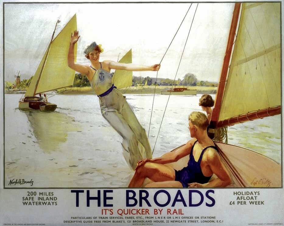 Other work by the Ladybird artists, 
On #NorfolkDay 
LNER Railway poster by Septimus Scott #SepEScott Norfolk Broads (circa 1925)