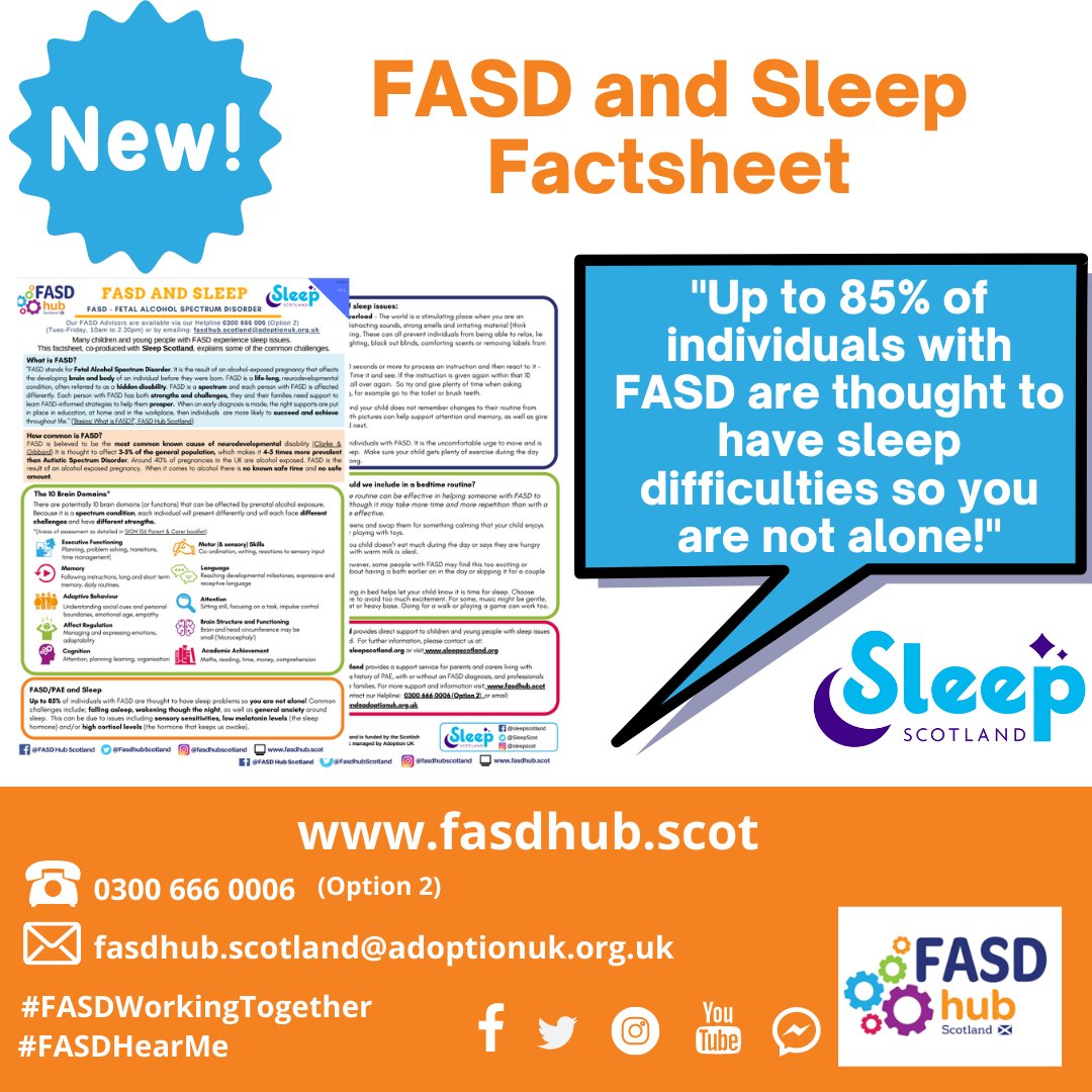 FasdhubScotland's tweet photo. Have you seen our new 'FASD and Sleep' Factsheet, written in partnership with the brilliant @sleepscotland? Read and download now: 'https://t.co/LQpeyJqk1F #FASDWorkingTogether #FASD #FASDHearMe https://t.co/ItqKidMb4V