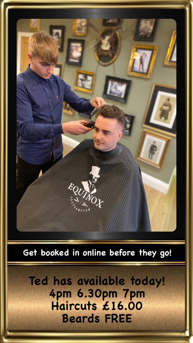 Apprentice available today folks get booked in online equinoxgentlemansgrooming.com

#barbers #barberssouthampton #freebeards #menshaircuts