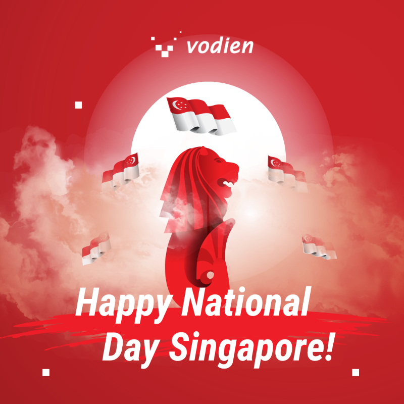 vodien's tweet photo. Stronger Together, Majulah! 

Wishing Singapore a Happy National Day 🇸🇬