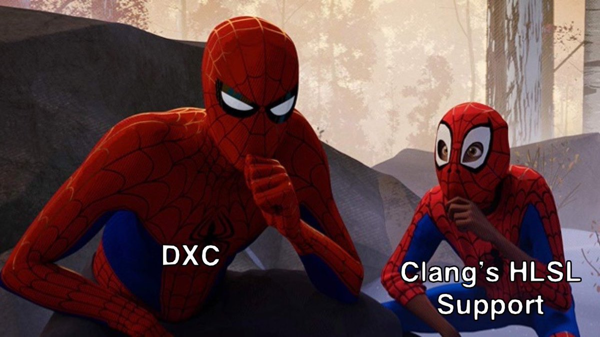 HLSLang's tweet photo. Clang’s HLSL support is coming along every day… and occasionally inspiring some interesting new C++ features: https://t.co/ToFKAuiYf6 https://t.co/uMwtsSxYUZ