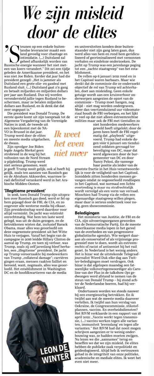 rkemp59's tweet image. Leon de Winter is weer steengoed.

&apos;We zijn misleid door de elites&apos;🎯