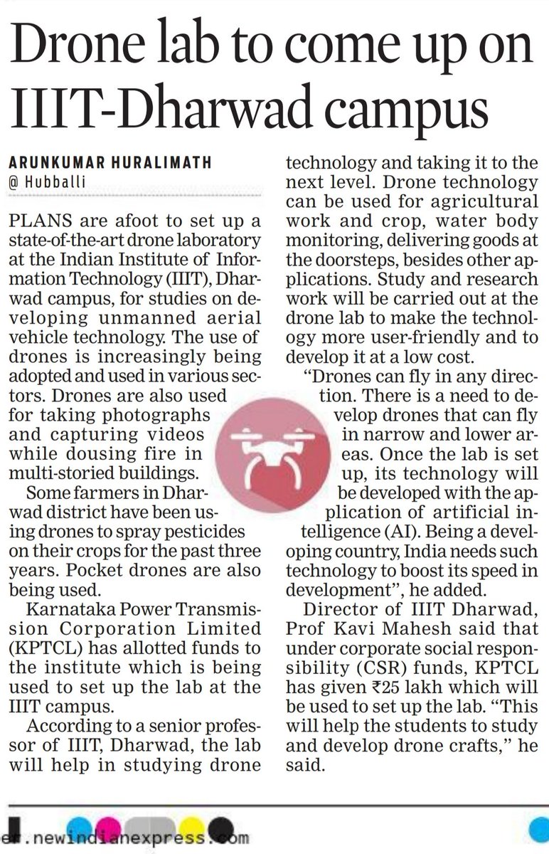 drashwathcn's tweet image. India&apos;s first-ever Drone Lab at the IIIT Dharwad will highlight drone technology and its varied applications for students and drone enthusiasts. This will support students&apos; academic excellence. Best wishes to all to make this happen!