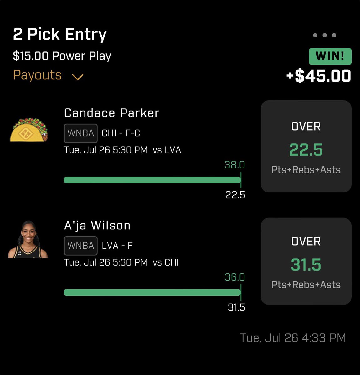 Thepropguy1's tweet photo. Bang🔥 #PrizePicks #PrizePicksWNBA #GamblingTwitter https://t.co/3nlWp3b8G6