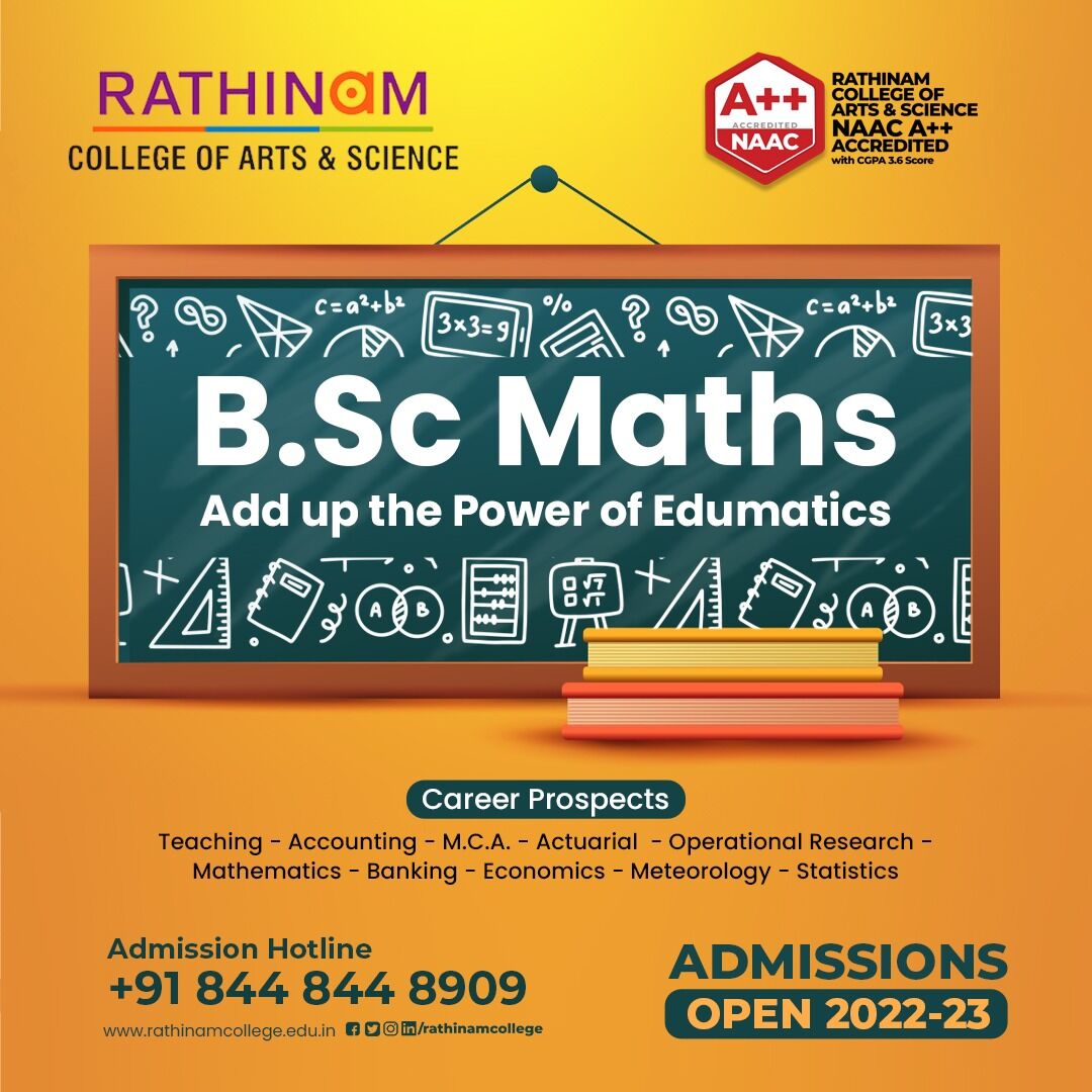 rathinamgroups's tweet image. BSc Maths is an undergraduate course focused on developing mathematical skills. Career aspects for this BSc Maths are teaching, accounting, mathematics, banking, etc... Admissions are open for BSc Mathematics. Apply now

Admission Link: admissions.rathinamcollege.edu.in