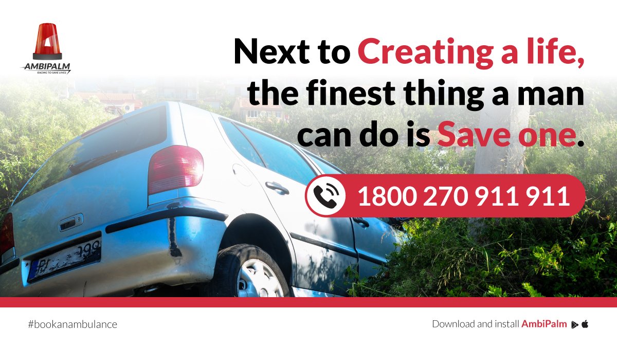 Don't let the moment pass by you. Use your time, save one life today.
Call us at 1800 270 911 911 or Download the AmbiPalm app. You can always visit us at ambipalm.com

#AmbiPalm #EmergencyServices #Ambulance #Parademics #Savinglives #Ems #Frontline #Rescue #HealthCare