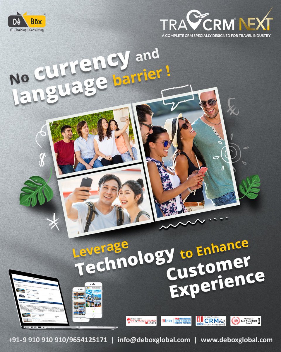 debox_global's tweet photo. Leverage Technology to Enhance Customer Experience. No Currency and Language barrier !
TRAVCRM India's Best Travel CRM by DeBox Global.
Visit us now : https://t.co/90iGCynqF5
#CRM #crmsoftware #travel #travelcrm #travelagent #travelgram #DeBoxGlobal #BestTravelCRM #travCRM https://t.co/v2AJ37NO1O