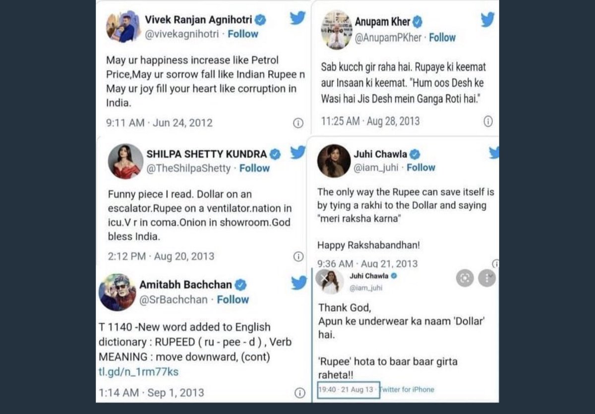 MohammadAmirTu3's tweet photo. @vivekagnihotri    @AnupamPKher @TheShilpaShetty @SrBachchan @iam_juhi    डॉलर 1   रूपया 79.90.. फिर भी कुछ नहीं निकल रहा आप लोगो के मुँह से... https://t.co/djoMLaEB5Q