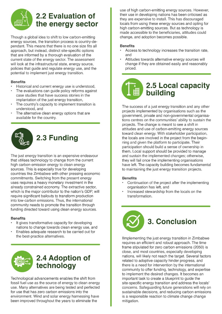 POLICY BRIEF: Our #JustEnergyTransition Policy Brief is out!
With support from <a href="/OxfaminSAF/">Oxfam in Southern Africa</a>
we developed this proposed roadmap to ensure a just energy transition for Zim.  <a href="/SwedeninZW/">Sweden in Zimbabwe 🇸🇪</a> <a href="/UNDPZimbabwe/">UNDP Zimbabwe</a> @environdept <a href="/ACCESSCSOs/">ACCESS Coalition</a> <a href="/verozano/">Veronica Zano</a> <a href="/ProsperBMatondi/">Prosper B. Matondi🇿🇼</a> Link: drive.google.com/file/d/1cOB4KI…