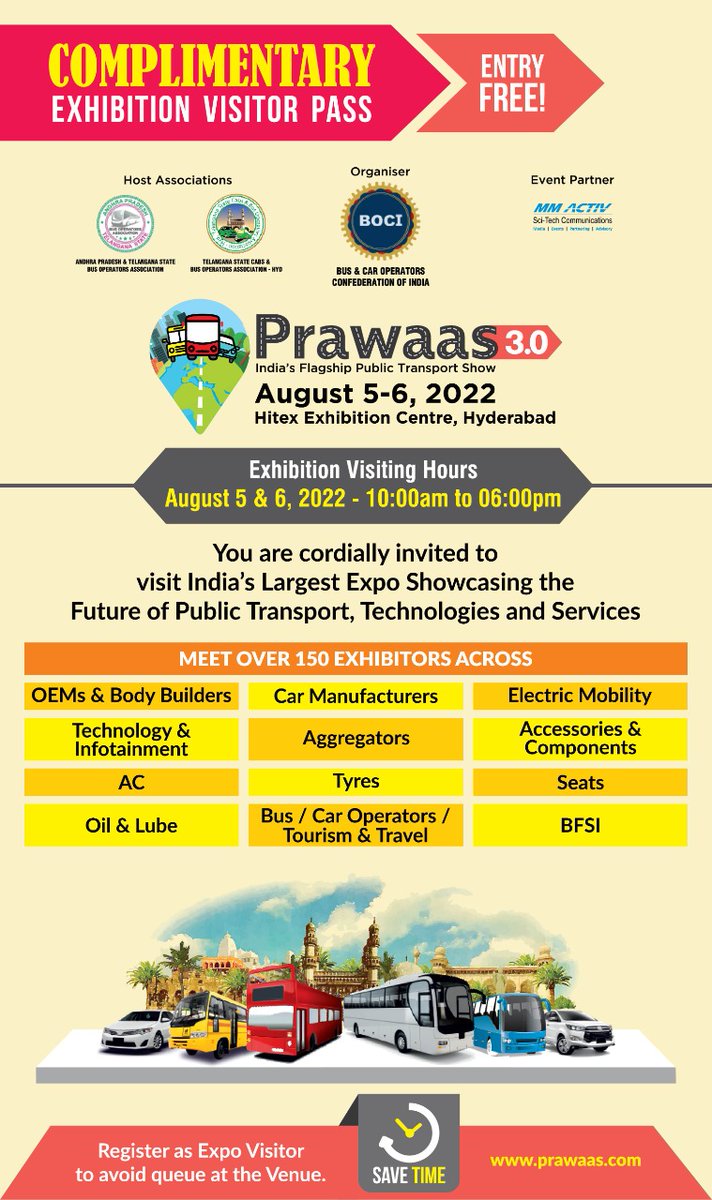 MBMS (@mbmsbus) on Twitter photo PRAWAAS 3.0
organised by
BUS & CAR OPERATORS CONFEDERATION OF INDIA (BOCI)
at Hyderabad .
<a href="/PMOIndia/">PMO India</a>
<a href="/MORTHIndia/">MORTHINDIA</a>
<a href="/CMOMaharashtra/">CMO Maharashtra</a>
<a href="/MaharashtraRTO/">Transport Commr</a>
<a href="/toi/">The Times of India</a> <a href="/CVmagazine/">CV Magazine</a>
<a href="/autocarindiamag/">Autocar India</a>
<a href="/aimtc1936/">ALL INDIA MOTOR TRANSPORT CONGRESS</a> PRAWAAS 3.0
organised by
BUS & CAR OPERATORS CONFEDERATION OF INDIA (BOCI)
at Hyderabad .
<a href="/PMOIndia/">PMO India</a>
<a href="/MORTHIndia/">MORTHINDIA</a>
<a href="/CMOMaharashtra/">CMO Maharashtra</a>
<a href="/MaharashtraRTO/">Transport Commr</a>
<a href="/toi/">The Times of India</a> <a href="/CVmagazine/">CV Magazine</a>
<a href="/autocarindiamag/">Autocar India</a>
<a href="/aimtc1936/">ALL INDIA MOTOR TRANSPORT CONGRESS</a>