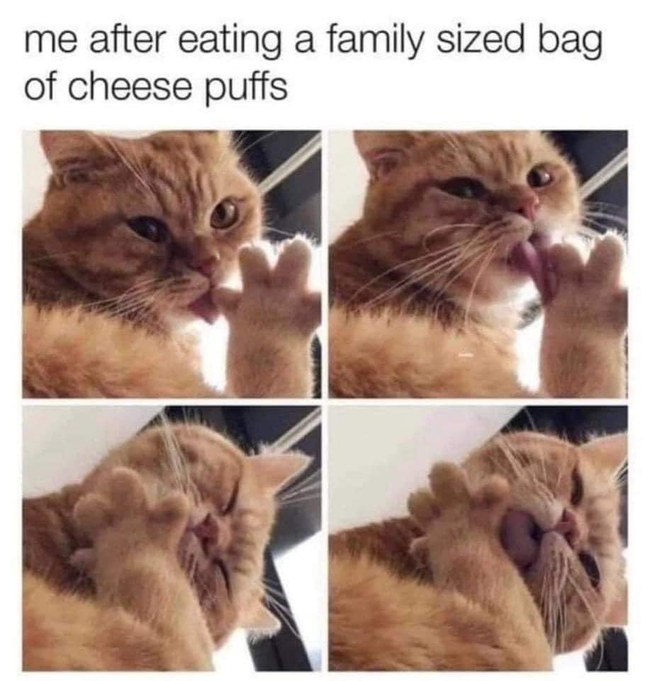 #FurMom:  “🤢 Gross! 😬🫤🙄” vs. 🐈‍⬛:  #Moi:  *#SheerBliss.*😽😹😻

Drives her nuts—especially when I pull the #CatHair betwixt my #CatToes, through my teeth &amp; #SMACK.😸

#CatGrooming #SelfGrooming 😽
#CatSounds 🐱
#Cat #cats #catto #cattos 🐈
#CatMemes 😺

#CheesePuffs #CatMeme