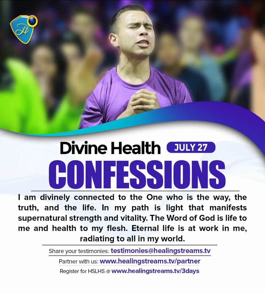 HSTV_'s tweet photo. I am divinely connected to the One who is the way, the truth and the life.
Hallelujah!
Listen to our podcast on https://t.co/BwBCCY5juK
#HealingStreamsTV
#DailyHealthConfession
#ChristJesus
#PastorChris
#HSLHS https://t.co/Ga9h9Um9Dw