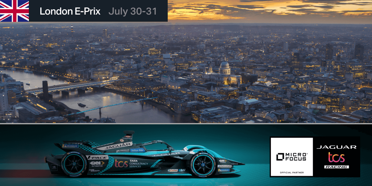 MicroFocus's tweet photo. The #LondonEPrix is July 30-31! @MicroFocus will be cheering on @JaguarRacing drivers, @MitchEvans_ and @SamBirdOfficial! #JaguarElectrifies #RunandTransform #ABBFormulaE https://t.co/YZZJNaj8SJ https://t.co/ZgZgrPqsRf