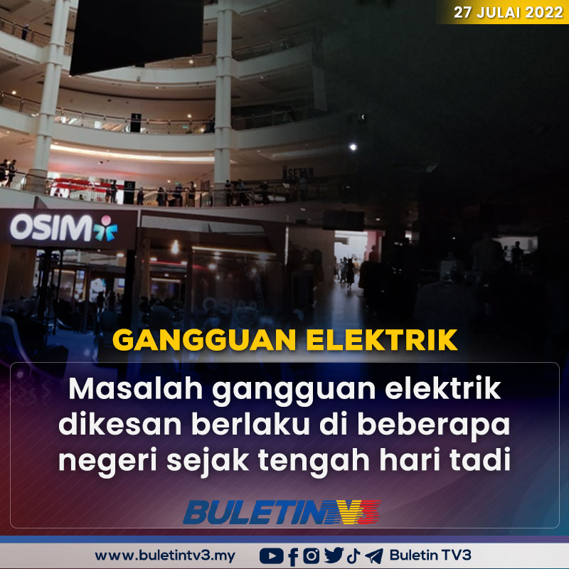 GANGGUAN ELEKTRIK | Masalah gangguan elektrik dikesan berlaku di beberapa negeri sejak tengah hari tadi.

Gangguan elektrik itu dikesan di beberapa kawasan membabitkan negeri di Selangor, Kuala Lumpur, Negeri Sembilan dan Pahang. 

TV3 sedang berusaha mendapatkan komen pihak TNB.