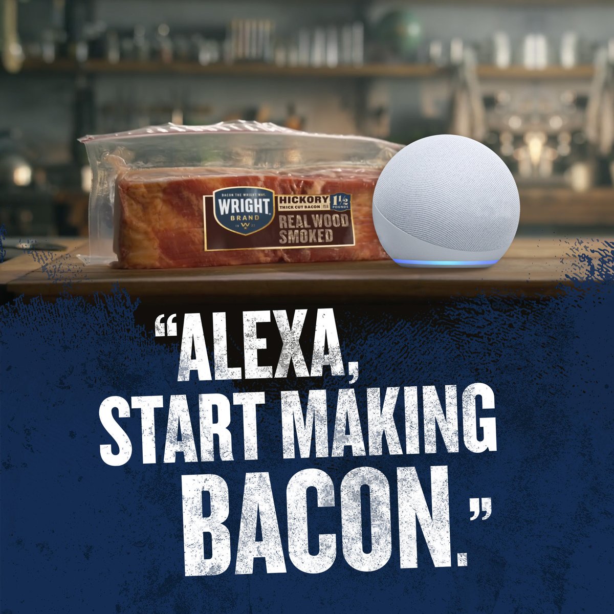 Just ask, 'Alexa, start making bacon' and enjoy the delicious sizzle of Bacon the Wright Way. 🥓 Follow the link below to enable the skill today! #Wright100 tinyurl.com/WBBxAlexa