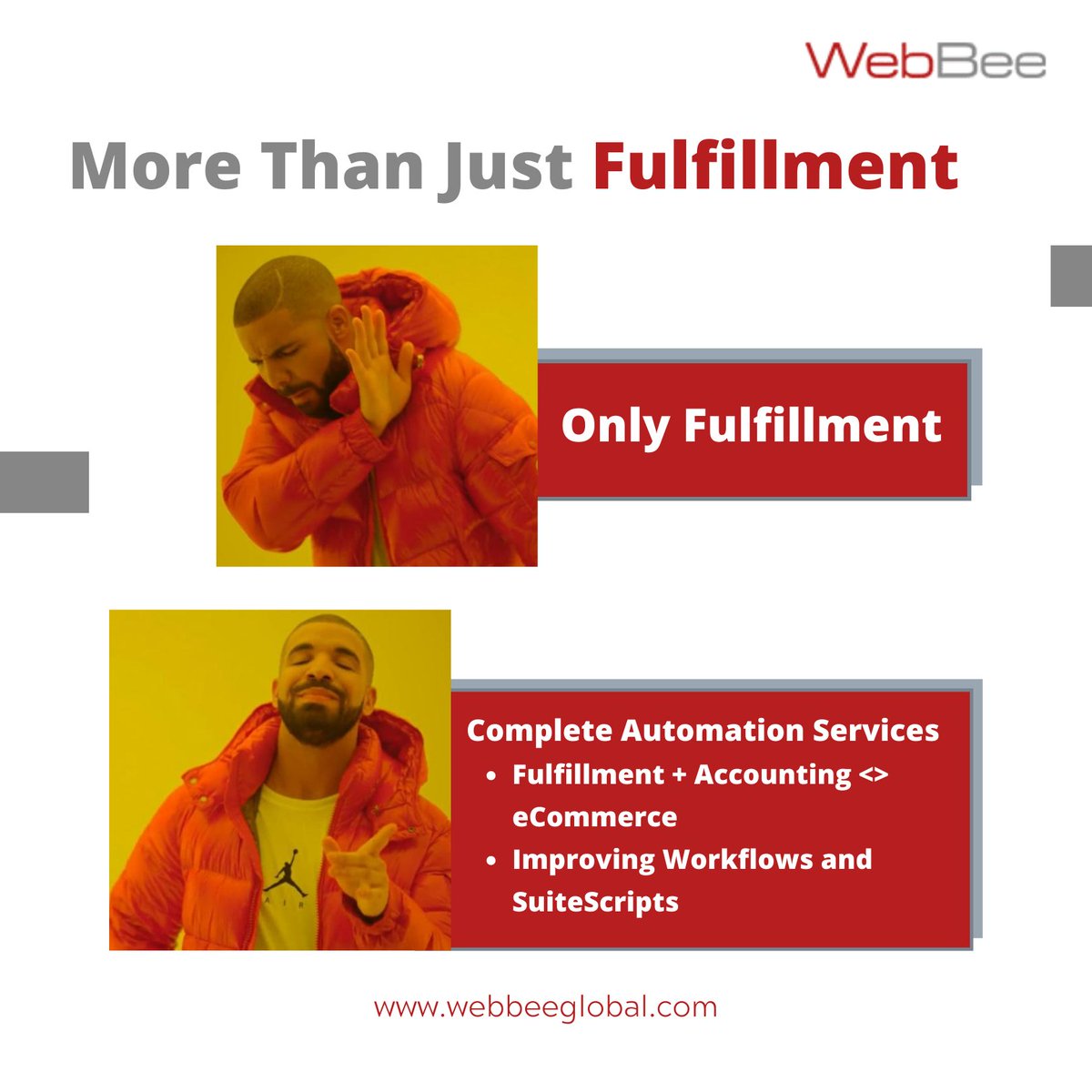 webbeeglobal's tweet photo. We get it, @Drake! Webbee is the best.
#webbee #webbeeglobal #ecommerceservices #ecommercesolutions #shopify #fulfillment #bigcommerce #amazon #drake #accounting https://t.co/mVV4LCyBX4