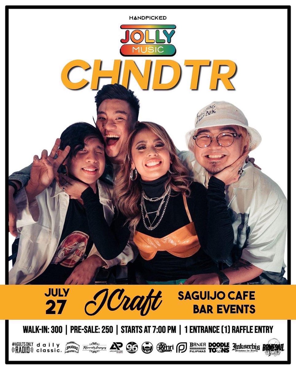 CHNDTR's tweet photo. Hey #chndtrcommunity mamaya nasa @SaguijoOfficial makati kami para sa first #JollyMusic Night! Omssssss! Kasama namin yung iba mga ka-Jolly fam! Bring your #Jcraft guitar/bass and lets rock tonight! ⚡️💛🤘🏻🤪 https://t.co/iInQT0zhoV