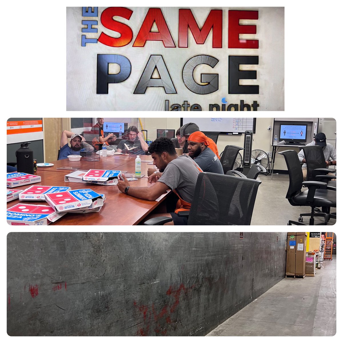 Pizza with same page gets you a clean wall! Shout out to 8527 Freight team. <a href="/atunstall04/">Antonio Tunstall</a> <a href="/JoleneJmh6269/">J Hensley</a> <a href="/Jpmelton79/">Jason Melton</a> #freight #HomeDepot #LateNight