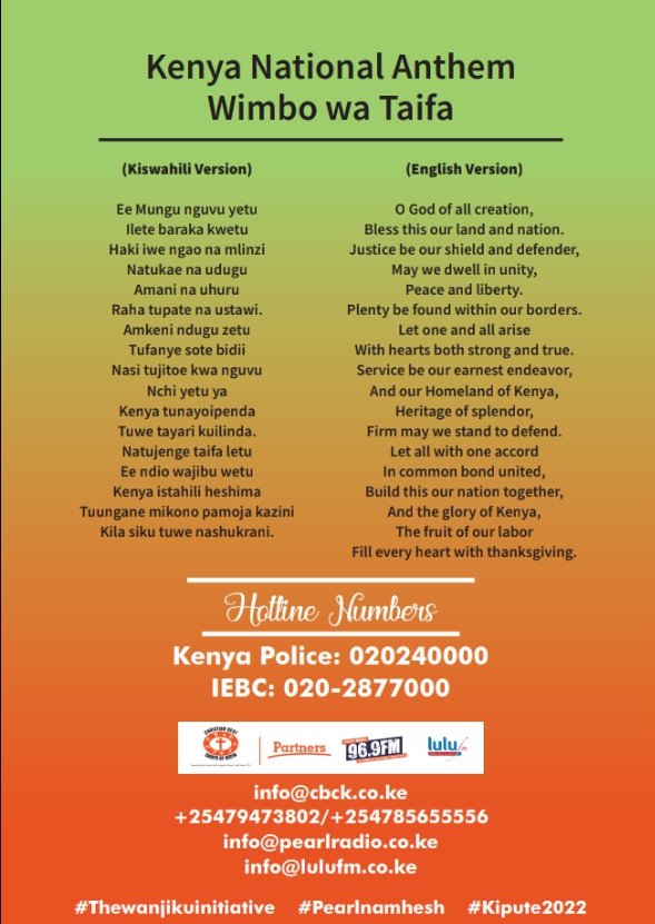 CBCKENYA's tweet photo. Kura yako ni Sauti Yako

Your vote is your voice!

#Thewanjikuinitiative #pearlnamhesh #kipute2022 #Kenya #Elections2022 #Kituochahaki #LindaKatiba #IEBC #KenyaPolice #kurayakosautiyako2022
#pearlradio #lulufm #cbck https://t.co/MTJ0d9PPg0