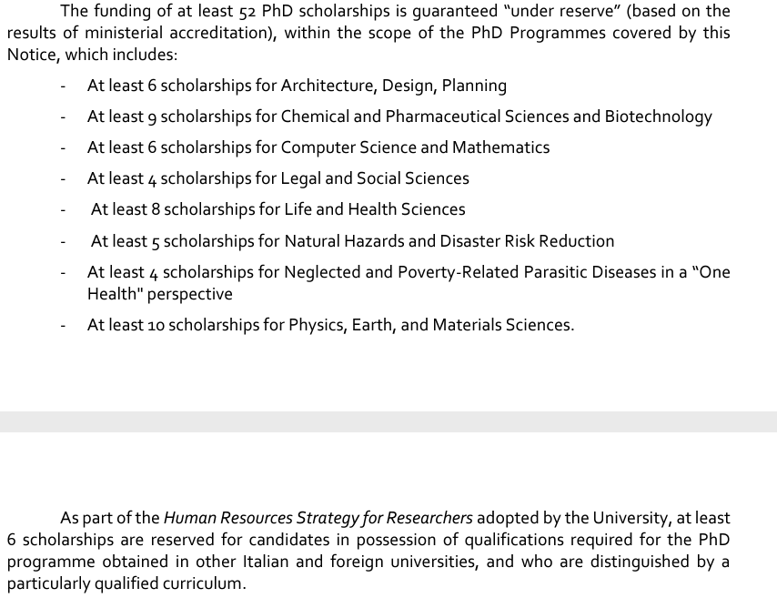 52 PhD scholarships are guaranteed 
UNICAM (University of Camerino) Scholarships 2022 in Italy
Offered Degrees: PhD
Scholarship Support: Fully Funded
Eligibility: Internationals
Due date: 30 August 2022
Details: isas.unicam.it/2022-call-phd-…
Apply: vele.unicam.it/CallforApplica…