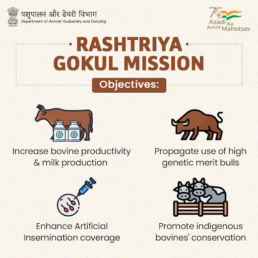 Dept_of_AHD's tweet photo. 🐂 | Launched in 2014, #RashtriyaGokulMission ensures conservation of indigenous #bovine breeds in a scientific & holistic manner.
#AmritMahotsav #Animalhealth #AnimalWealth #RGM #CattleConservation https://t.co/6Wi4jkMqGR