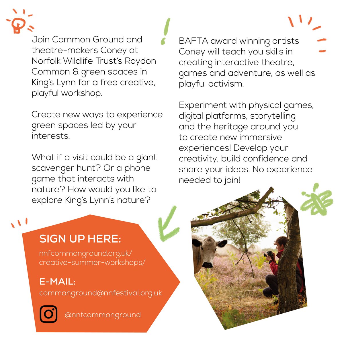 Happy #NorfolkDay!🙌 We're super excited to be joining the <a href="/NorfolkWT/">Norfolk Wildlife Trust</a> in #KingsLynn this summer for a FREE creative workshop for 13-18 year olds celebrating Norfolk's wildlife🌱

Find out more &amp; sign up here: tinyurl.com/CGKingsLynn

#NorfolkDay2022 #Wildlife #NorfolkArts