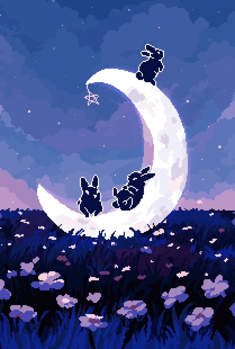 moon bunnies #pixelart #ドット絵