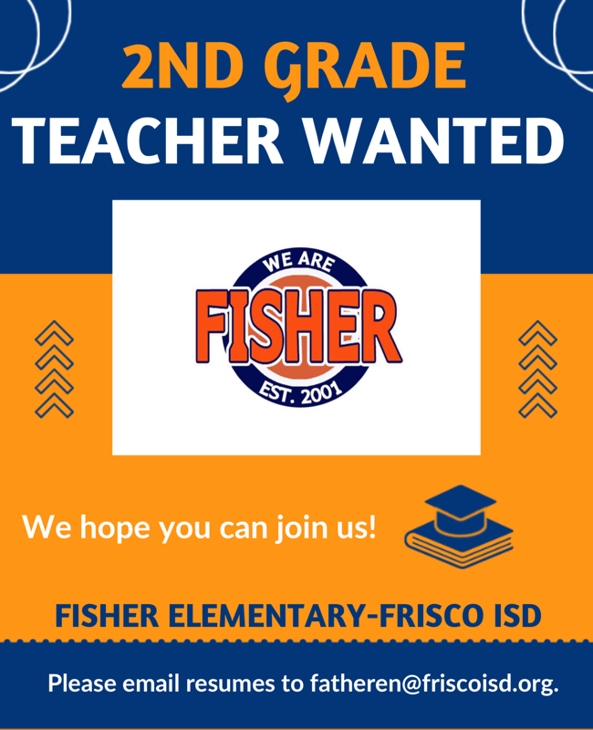FisherElem's tweet image. Do you want to teach second grade? If so, ￼come join our amazing Fisher team.